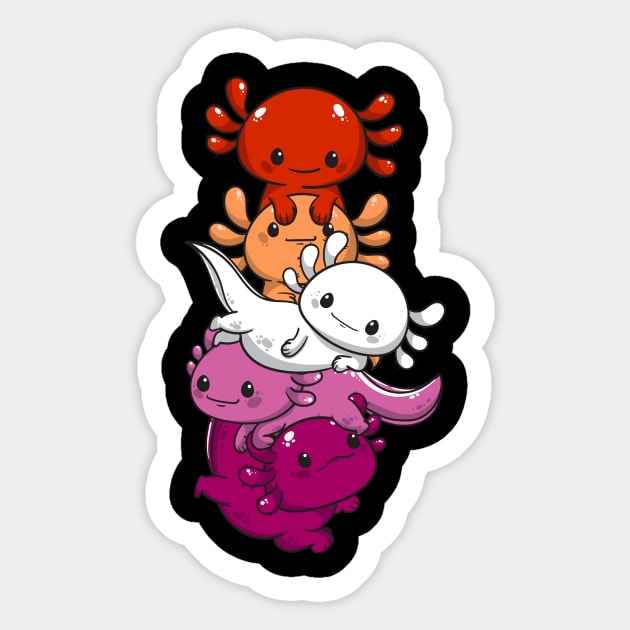 Subtle Lesbian Pride Flag Kawaii Axolotl LGBTQ Sticker by Alex21